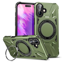 Pouzdro pro iPhone 16, pancéřované se stojánkem a deskou na rukojeť, zelené