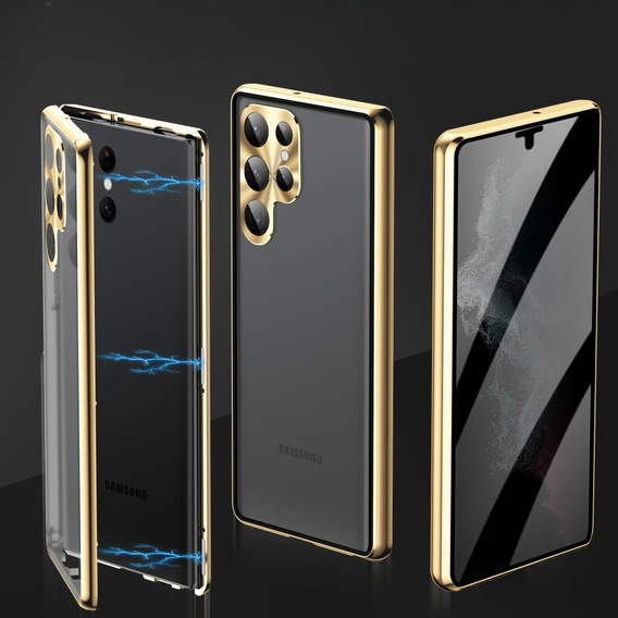 Pouzdro pro Samsung Galaxy S24 Ultra, Privacy Dual Glass, zlaté