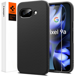 Pouzdro Spigen pro Google Pixel 9A, Liquid Air, černé + 9H tvrzené sklo