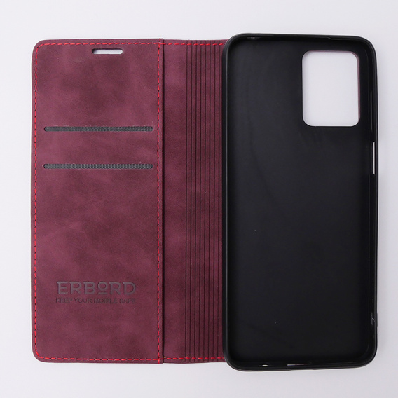 Pouzdro pro Motorola Moto G53, ERBORD Vintage peněženka s klopou, červené