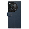 Flipové pouzdro pro OnePlus 12 5G, KHAZNEH RFID, modrá / hnědá