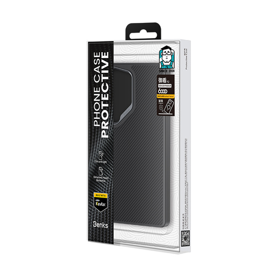 Pouzdro BENKS Kevlar pro Samsung Galaxy S25, pro MagSafe, Carbon Fiber, černé