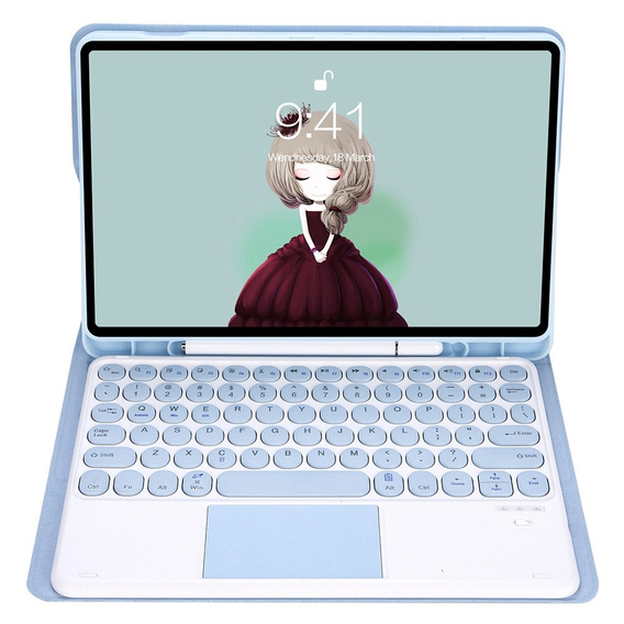 Pouzdro + klávesnice Samsung Galaxy Tab S6 Lite 2020 P610/P615 / S6 Lite 2022 10.4, Touchpad Pen Slot, modré