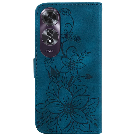 Klopové pouzdro pro Oppo A60, Lily Flower, námořnicky modré