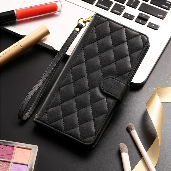 Pouzdro s klopou pro Samsung Galaxy A16, Rhombus Crossbody Leather, černé