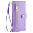 Klopové pouzdro pro Samsung Galaxy A16, Wallet Zipper Pocket, fialové