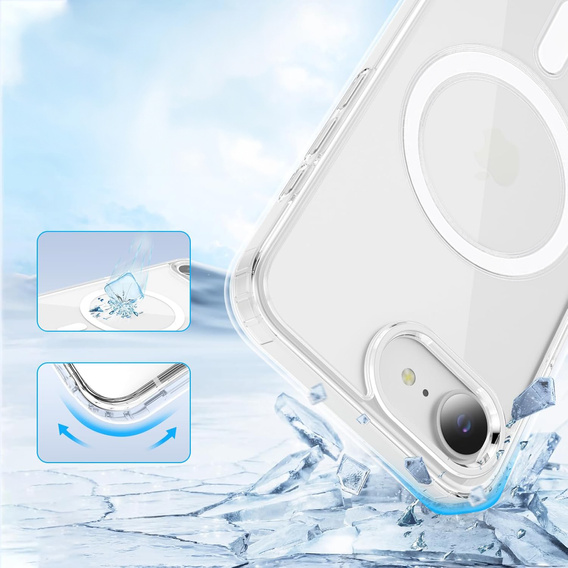 Magnetické pouzdro MagSafe pro iPhone 16E, ERBORD CrystalMag, čiré + sklo na displej