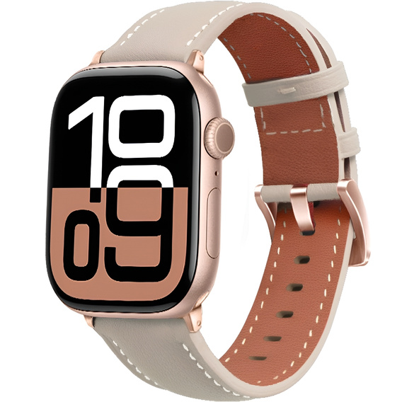 Kožený řemínek pro Apple Watch 1/2/3/4/5/6/7/8/SE/Ultra 42/44/45/49 mm, růžový