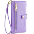 Klopové pouzdro pro Samsung Galaxy A54 5G, Wallet Zipper Pocket, fialové