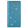 Flipové pouzdro pro iPhone 16E, Card Slot Glittery, modré