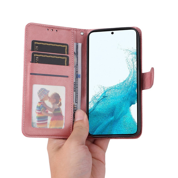 Klopové pouzdro pro Samsung Galaxy A34 5G, Leather Wallet, růžové rose gold