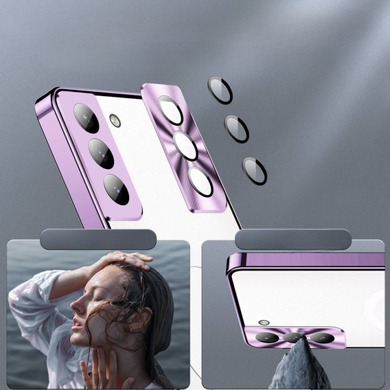 Ochranné pouzdro na fotoaparát pro Samsung Galaxy S21 FE 5G, CamShield MagSafe, transparentní / fialové