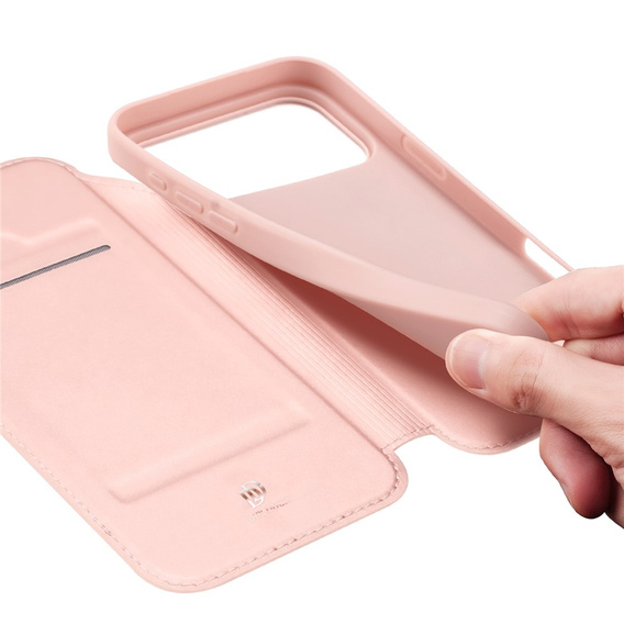 Dux Ducis pouzdro pro iPhone 17 Pro, Skin Pro, s klopou, s přihrádkou na kartu, růžové