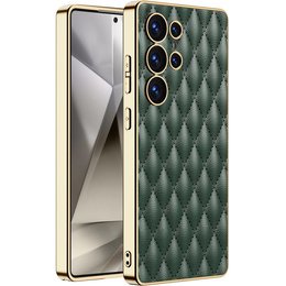 Pouzdro pro Samsung Galaxy S25 Ultra, Leather Rhombus, zelené
