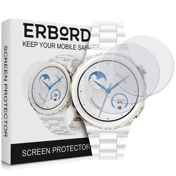 3x ERBORD Hydrogelová fólie pro Huawei Watch GT 3 Pro 43mm