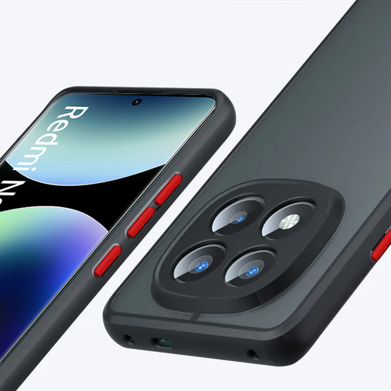 Silikonové pouzdro pro Xiaomi Redmi Note 14 Pro 5G /  Poco X7 5G, s ochranou fotoaparátu, transparentní / černé + 9H tvrzené sklo pro obrazovku