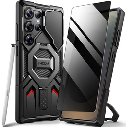 Pouzdro pro Samsung Galaxy S25 Ultra, Tongate MECH MagSafe Series, černé + Tvrzené sklo 9H