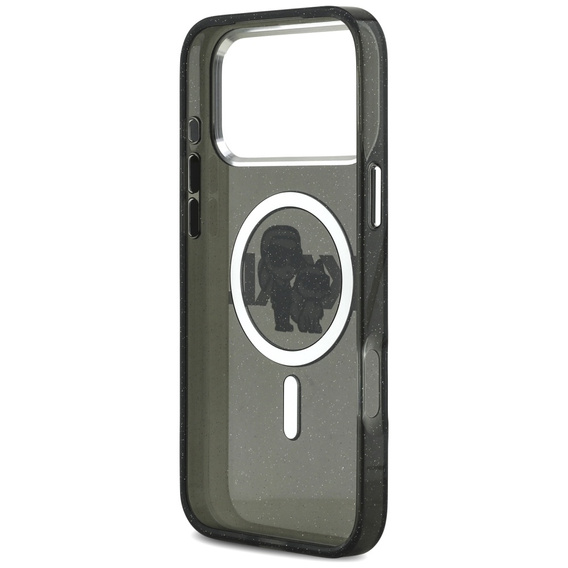 Pouzdro Karl Lagerfeld IML Glitter Karl & Choupette Sketch Logo MagSafe pro iPhone 17 Pro Max