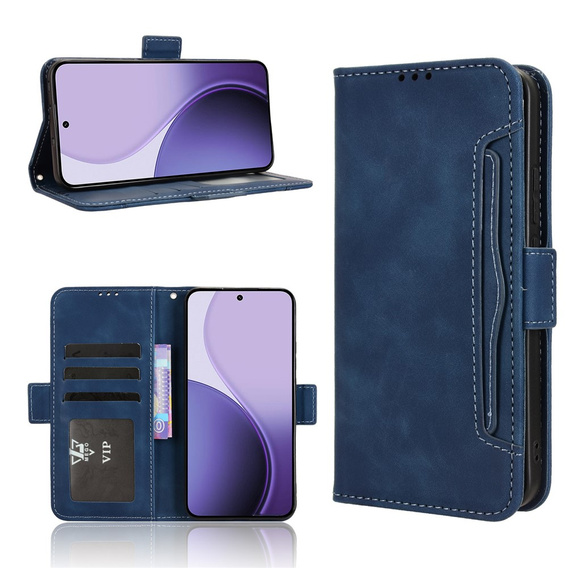 Klopové pouzdro pro Oppo Reno 14, slot na karty, peněženka, tmavě modré