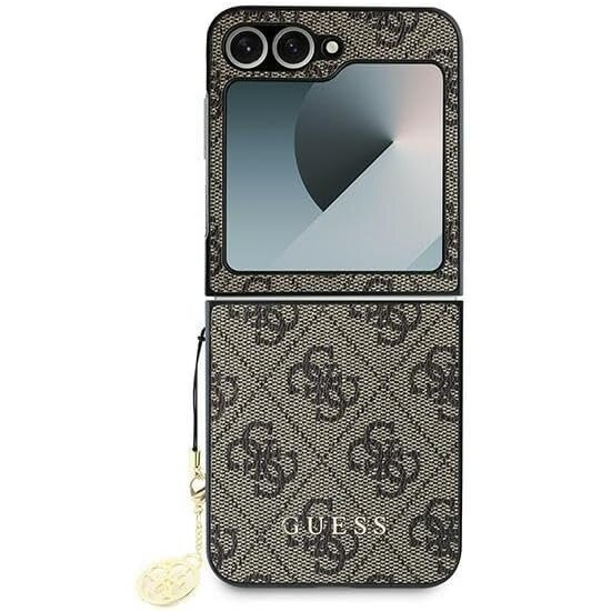 Pouzdro GUESS pro Samsung Galaxy Z Flip7 FE / Z Flip6, 4G Charms Collection Hardcase, hnědé
