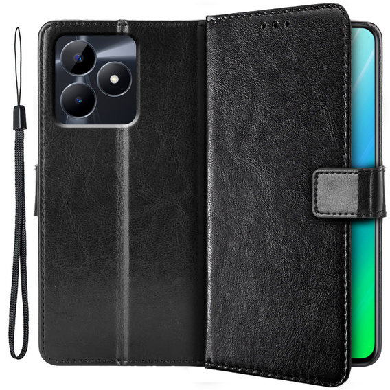 Klopové pouzdro pro Realme C51, Crazy Horse Wallet, černé