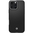 Pouzdro Spigen pro iPhone 16 Pro Max, Enzo Aramid MagSafe, karbonově černá / stříbrná + 9H tvrzené sklo