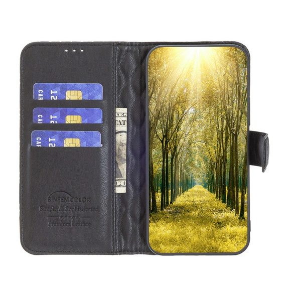 Klopové pouzdro pro Samsung Galaxy A15, Wallet, BINFEN COLOR, černé