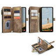 Pouzdro CASEME pro Samsung Galaxy A56 5G, Leather Wallet Cash and Card Slots, s poutkem, hnědé