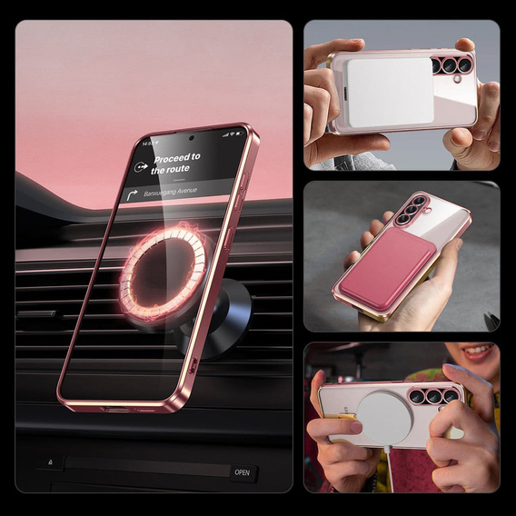 Pouzdro pro Samsung Galaxy A36, Electro MagSafe, růžové rose gold + sklo na displej