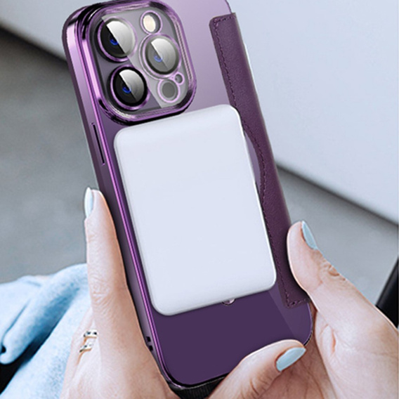Klopové pouzdro pro iPhone 13 Pro, RFID Wallet MagSafe CamShield, fialové