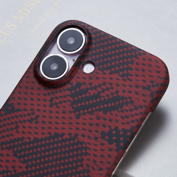 Pouzdro pro iPhone 16, Aramid Fiber MagSafe, červené