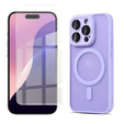 Pouzdro pro iPhone 16 Pro, pro MagSafe, ERBORD Matt Case, fialový + sklo na displej