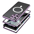 Magnetické pouzdro Dual Glass MagSafe pro Samsung Galaxy S23 Ultra, fialové