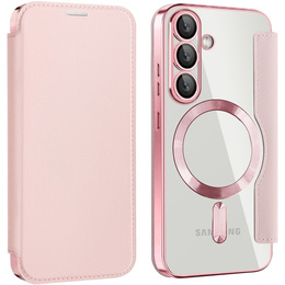 Klopové pouzdro pro Samsung Galaxy S25, RFID Wallet MagSafe CamShield, růžové