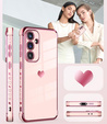 Pouzdro pro Samsung Galaxy A36, Electro heart, růžové rose gold + sklo 9H