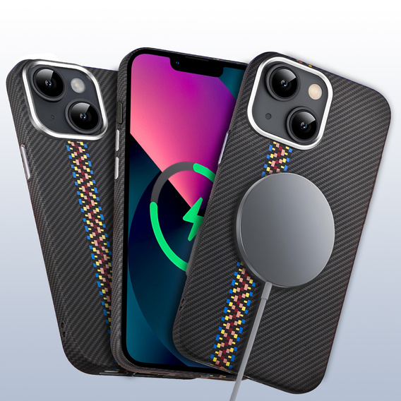 Pouzdro pro iPhone 13, Carbon Fiber MagSafe, černé