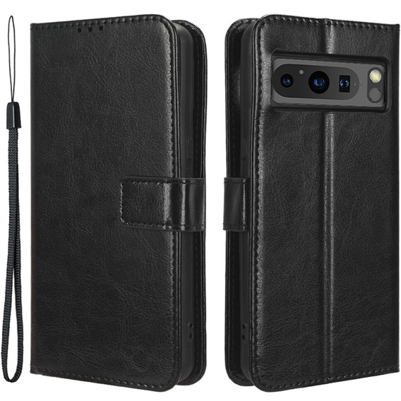 Klopové pouzdro pro Google Pixel 8 Pro, Crazy Horse Wallet, černé