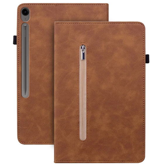 Pouzdro pro Samsung Galaxy Tab S10 Lite / S10 FE / S9 FE, Wallet Pen Slot, hnědý