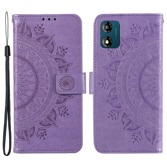 Klopové pouzdro pro Motorola Moto E13, Mandala Flower, fialové