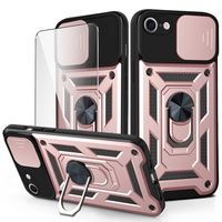 Pancéřové pouzdro pro iPhone 16E, CamShield Slide, růžové + tvrzené sklo 9H