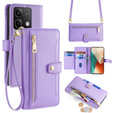 Klopové pouzdro pro Xiaomi Redmi Note 13 5G, Wallet Zipper Pocket, fialové