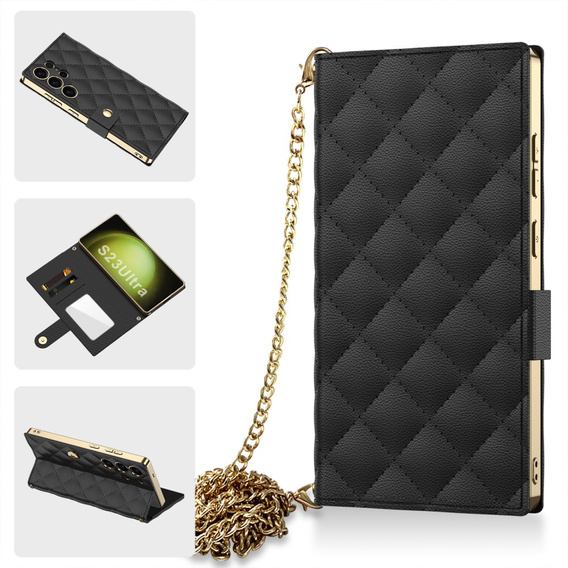 Flipové pouzdro pro Samsung Galaxy S23 Ultra, GKK Mirror Wallet, černé