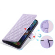 Pouzdro s klopou pro Samsung Galaxy S25 Ultra, Rhombus Crossbody Leather, fialové