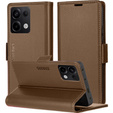 Pouzdro pro Xiaomi Redmi Note 13 Pro 4G / Xiaomi Redmi Note 14S / Xiaomi Poco M6 Pro 4G, ERBORD Glossy Litchi, flipová peněženka, hnědé