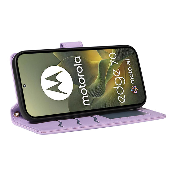 Pouzdro s klopou Rhombus Crossbody Leather pro Motorola Edge 70