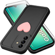 Pouzdro pro Samsung Galaxy A26, Silicone Heart, černé + 9H tvrzené sklo
