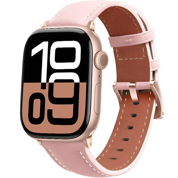 Kožený řemínek pro Apple Watch 1/2/3/4/5/6/7/8/SE/Ultra 42/44/45/49 mm, růžový