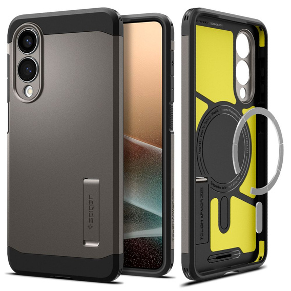 Pouzdro Spigen pro Samsung Galaxy A36 5G, Tough Armor Mag MagSafe, černé + 9H tvrzené sklo