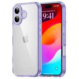 Pouzdro pro iPhone 17, s krytem fotoaparátu, průhledné s fialovými boky
