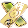 Pouzdro pro iPhone 14 Plus, Electro MagSafe, zlaté + sklo na displej